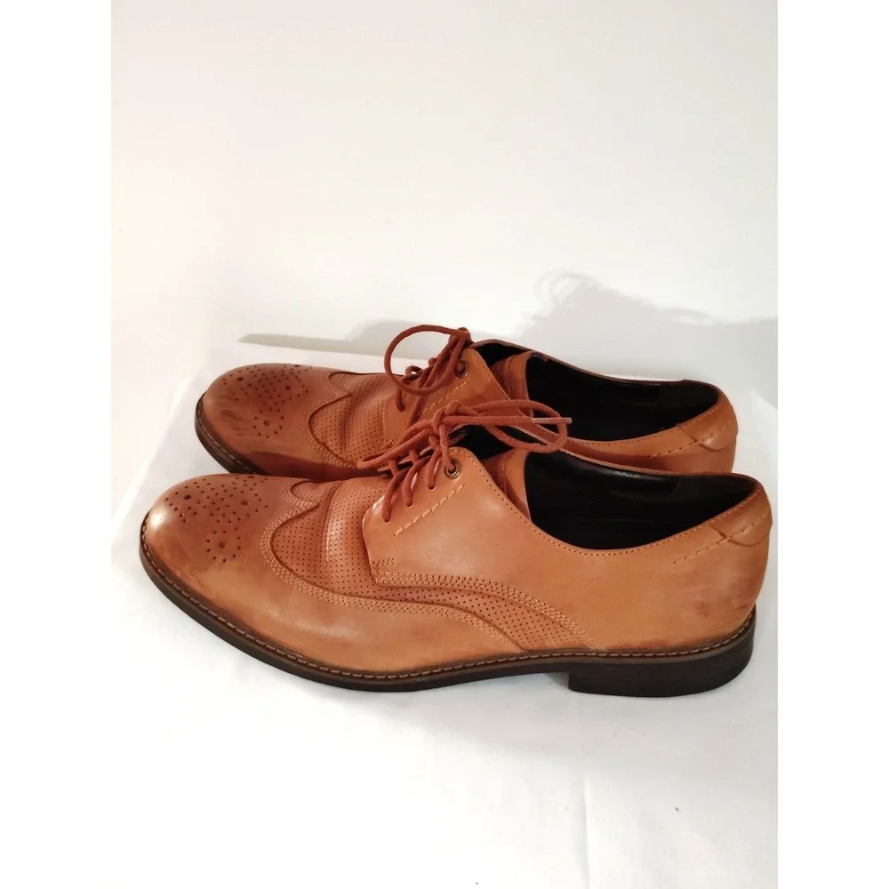 Rockport Men 13 Brown Leather Derby  TruTech Heel Comfort Old Money Dress Shoes